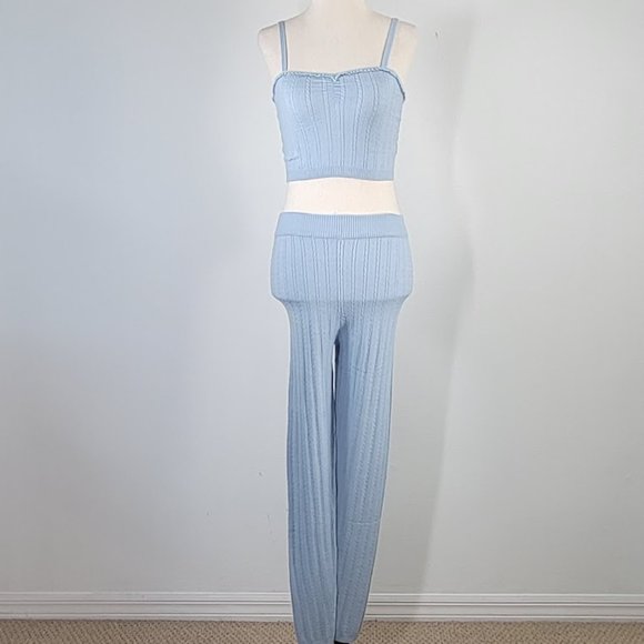 FREE PEOPLE INTIMATELY morning light set pajama knit Sz S NEW - Picture 2 of 9